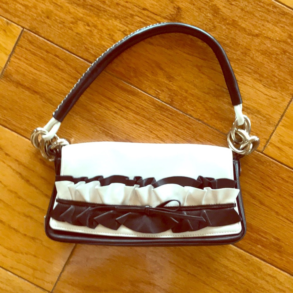 Escada black and white leather handbag